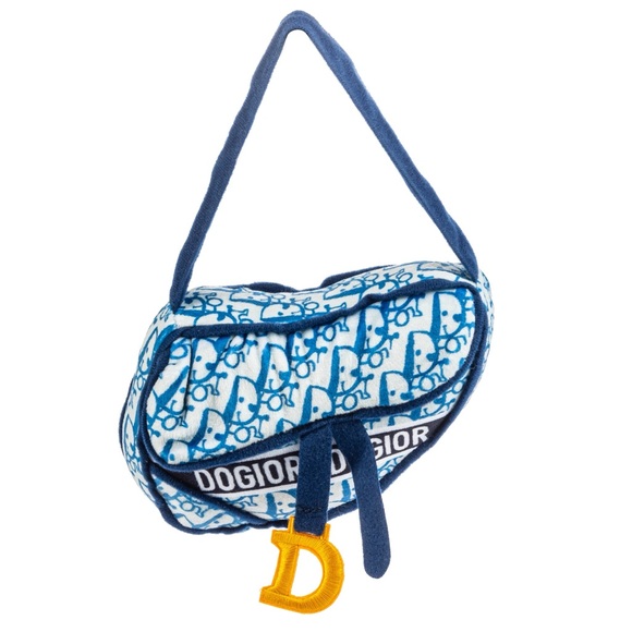 Haute Diggity Dog Dogior Blue and White Monogram Saddle Bag - Picture 1 of 4